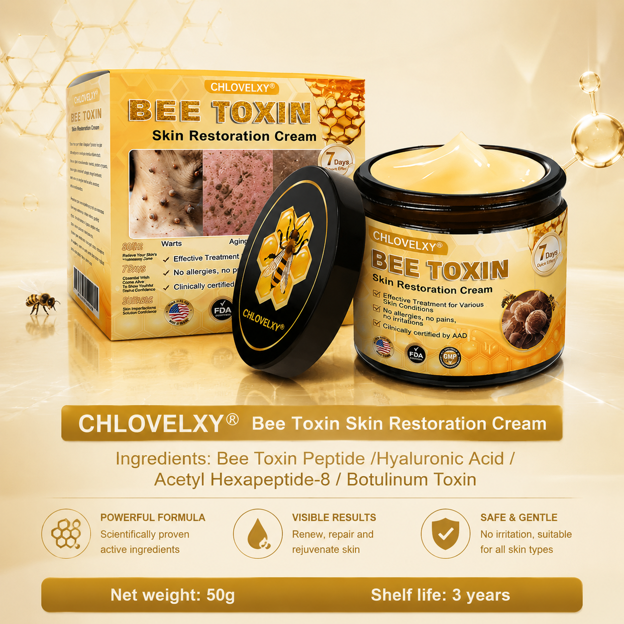 Made and Shipped from USA ✨ CHLOVELXY® Bee Toxin Skin Restoration Cream ⏰ LAST DAY 80% OFF✨✨