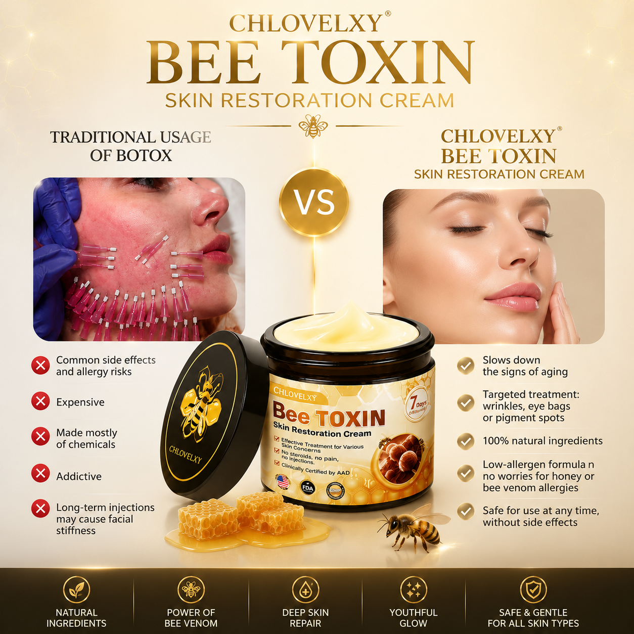 Made and Shipped from USA ✨ CHLOVELXY® Bee Toxin Skin Restoration Cream ⏰ LAST DAY 80% OFF✨✨